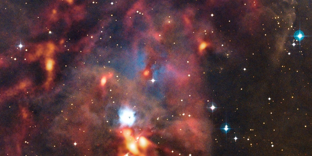Nieuwe opname van het Atacama Pathfinder Experiment (APEX) geeft een schitterend beeld van kosmische stofwolken in het sterrenbeeld Orion