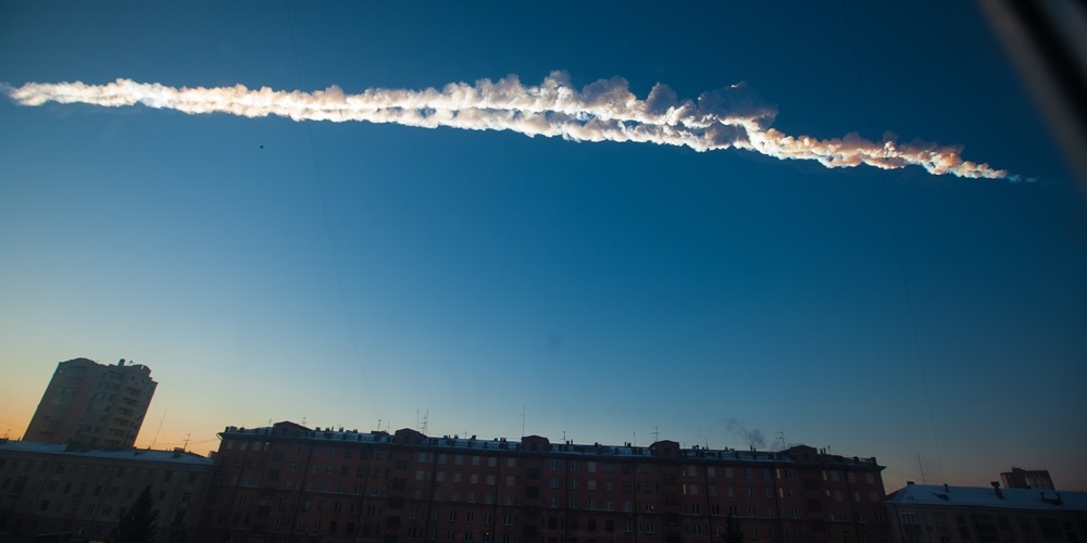 Sporen in de lucht van de Tsjeljabinsk meteoroïde
