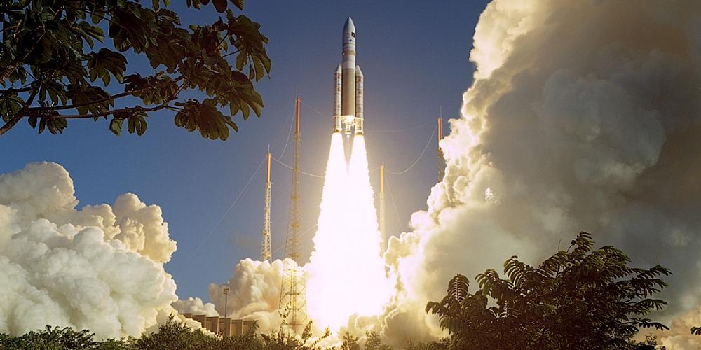 Lancering van een Europese Ariane 5 raket