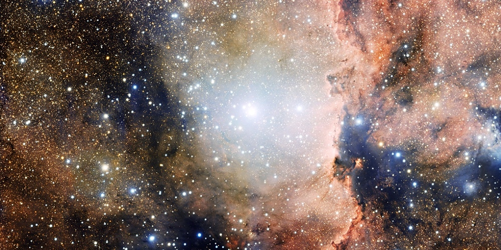 Deze foto, gemaakt met OmegaCAM van de VLT Survey Telescope van de Paranal-sterrenwacht, toont een deel van de Ara OB1-associatie