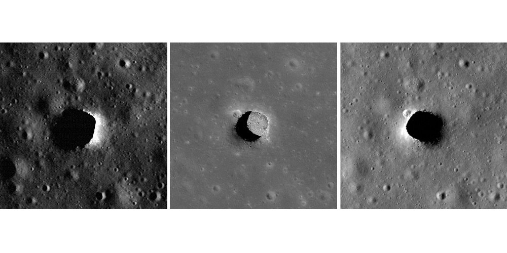 Kuilen op de maan gezien door NASA’s Lunar Reconnaissance Orbiter Camera.