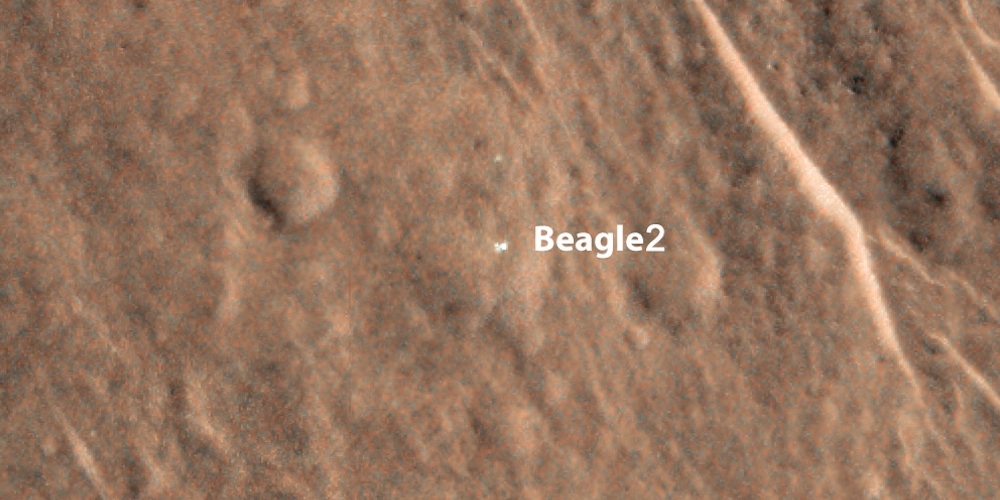 De Britse Beagle-2 op het Marsoppervlak