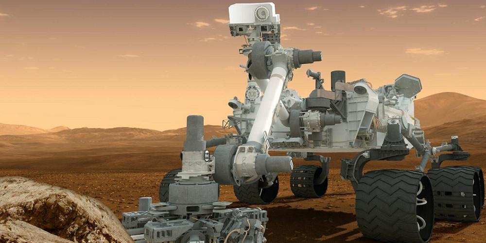 Artistieke impressie van de Marswagen Curiosity