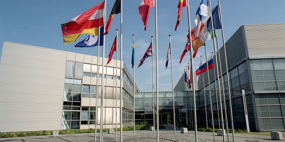 De ingang van het European Astronaut Centre (EAC) nabij Keulen 