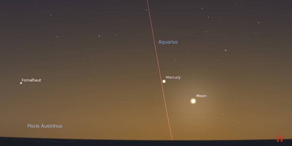Het zicht op de sterrenhemel op 31 januari 2014 kort na zonsondergang