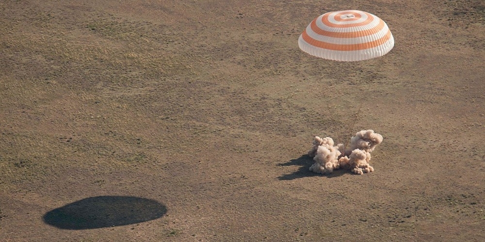 Landing van een Sojoez ruimtecapsule
