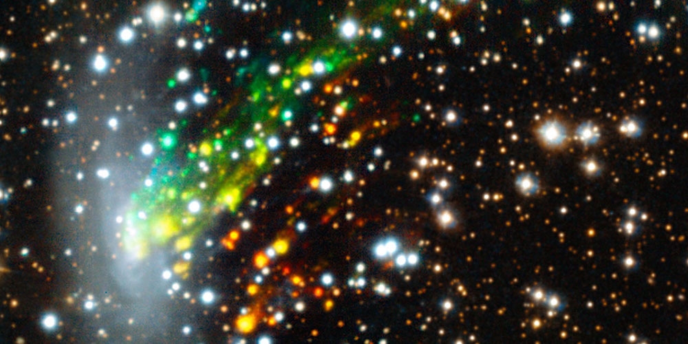 Het nieuwe MUSE-instrument van ESO’s Very Large Telescope heeft onderzoekers een beter beeld gegeven van een spectaculaire kosmische botsing