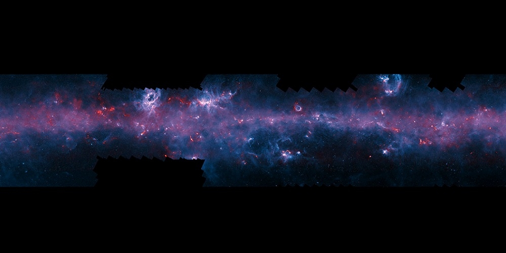 Deze afbeelding van de Melkweg markeert de voltooiing van de APEX Telescope Large Area Survey of the Galaxy (ATLASGAL)