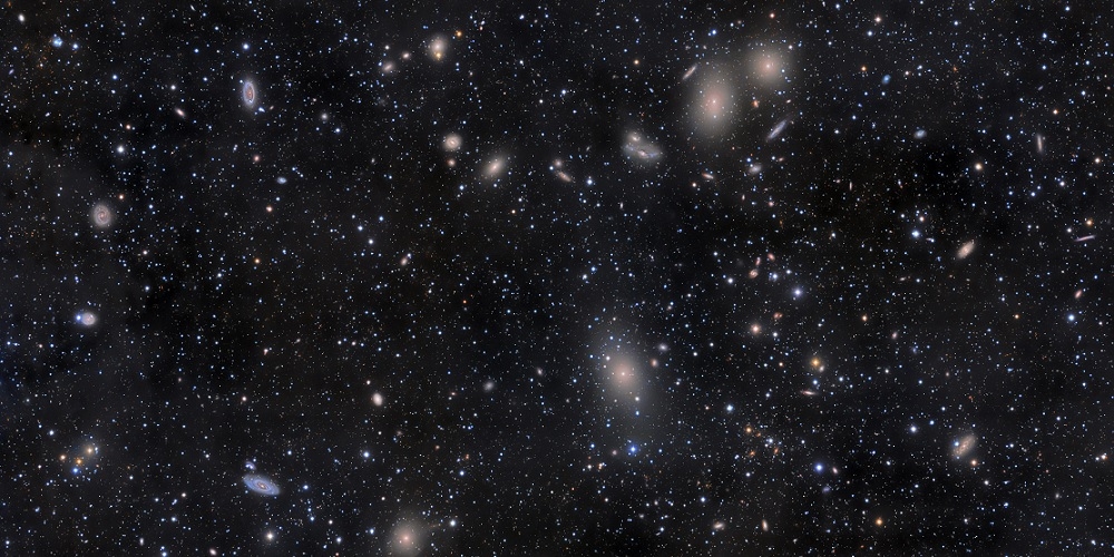 De Virgocluster met daarin sterrenstelsels als M87, M88 en M90