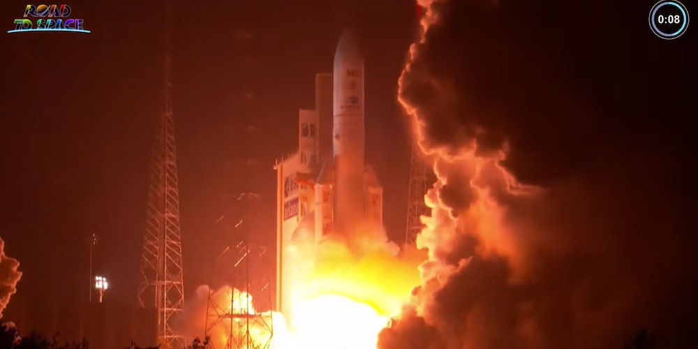Lancering van de Ariane 5 raket.