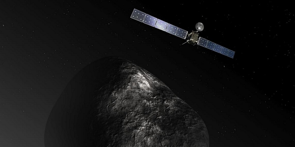 Artistieke impressie van de Rosetta ruimtesonde nabij de komeet 67P/Churyumov-Gerasimenko
