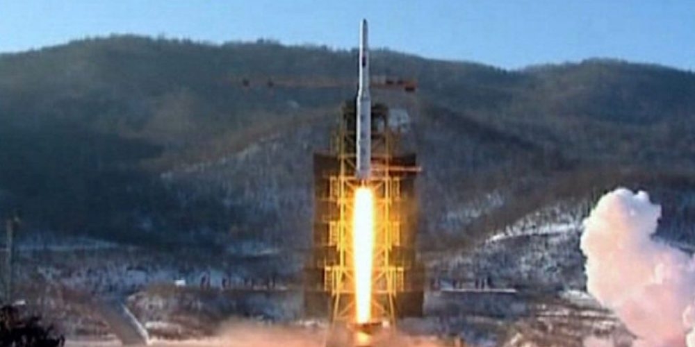 Lancering van een Noord-Koreanse Unha-3 raket.