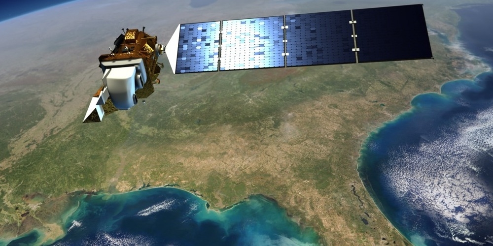 Artistieke impressie van de Landsat 8 satelliet