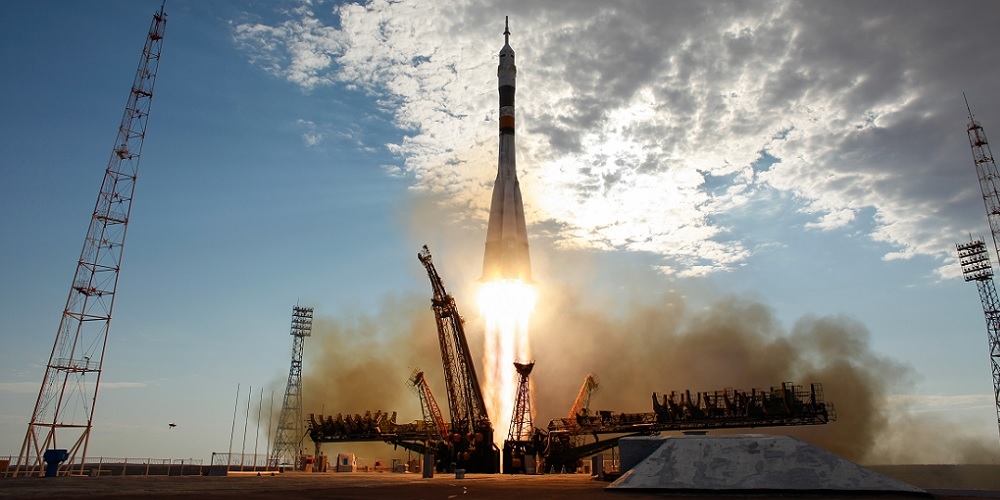 Lancering van een Russische Sojoez ruimtecapsule