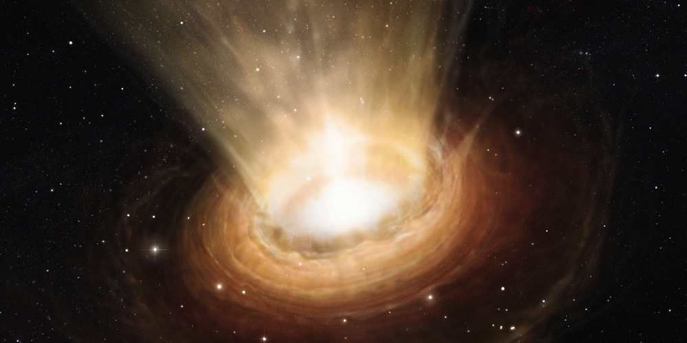 Artistieke impressie van het superzware zwarte gat in het actieve sterrenstelsel NGC 3783