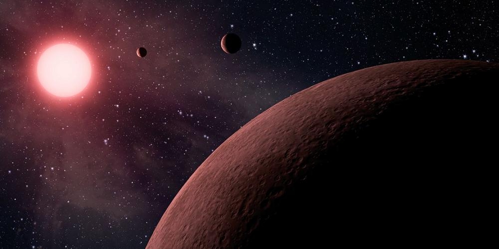Artistieke impressie van exoplaneten rondom de ster KOI-961