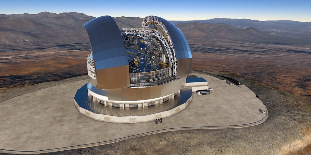 Artistieke impressie van de Extremely Large Telescope in Chili.