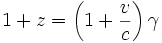 Relativistische Doppler formule