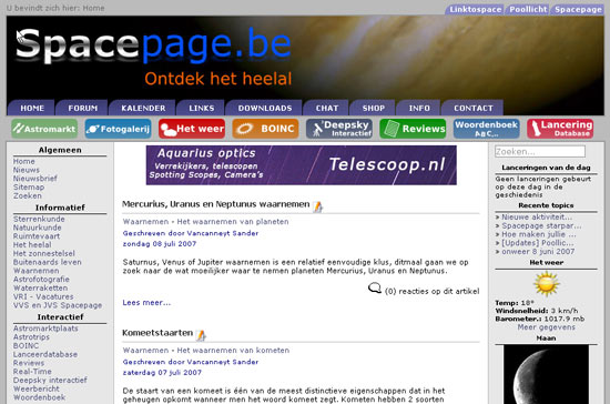 De website in 2007